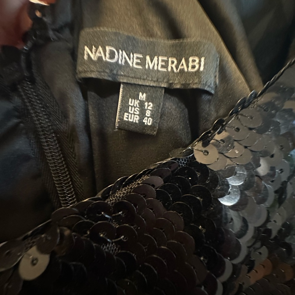NADINE MERABI Black One-Shoulder Sequin Mini Dress - Picture 5 of 11